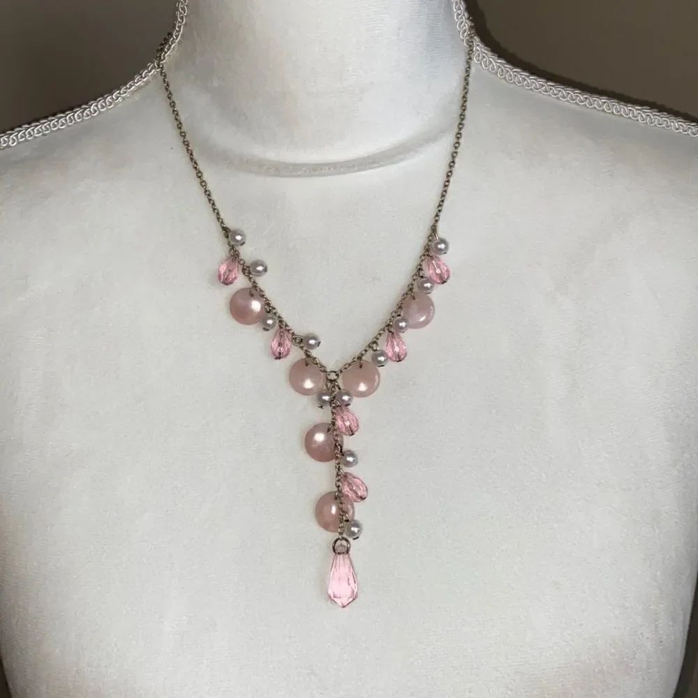 Pink Beaded Lariat Necklace!